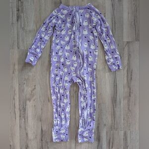 Daisy & Rae Co Bamboo Purple Ghost  Footie Pajamas, 3T (V4)
